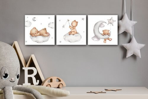 Obraz Set of three pictures with bears - 90 x 30 cm (3-részes)