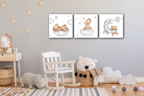Obraz Set of three pictures with bears - 90 x 30 cm (3-részes)