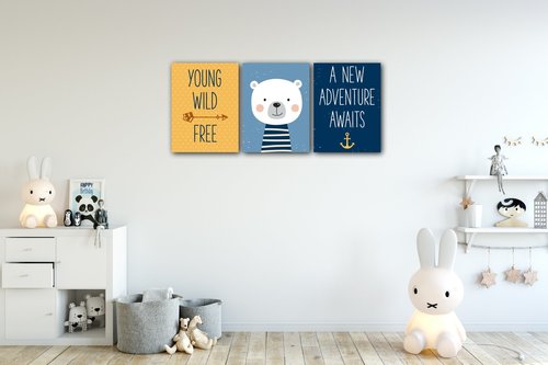 Obraz Set of pictures yellow blue2 - 90 x 40 cm (3-részes)