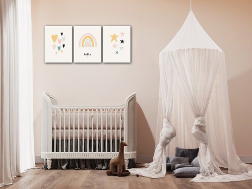 Obraz Cute rainbow baby decor - 90 x 40 cm (3-részes)