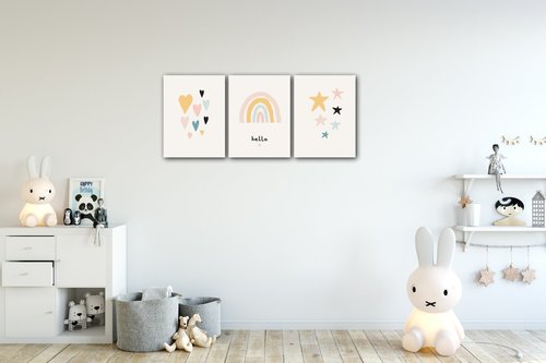 Obraz Cute rainbow baby decor - 90 x 40 cm (3-részes)