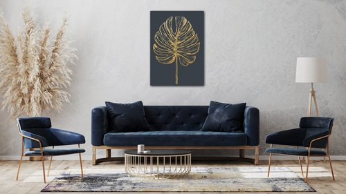Kép Golden leaf dark background - 50 x 70 cm