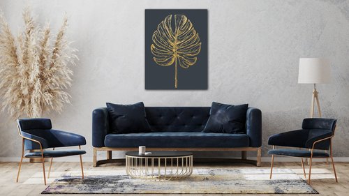 Kép Golden leaf dark background - 70 x 90 cm